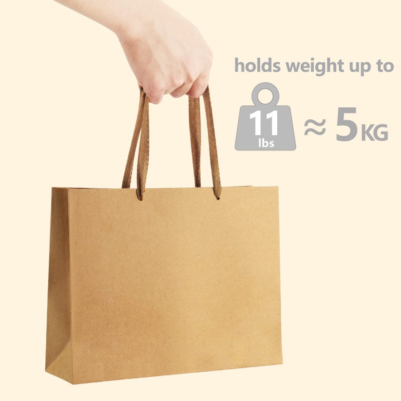 BagDream Gift Paper Bags 10.6x3.1x8.3 Gift Bags 50Pcs Heavy Duty Kraft Brown Paper Bags with Handles Soft Cloth, Party Favor Bags Shopping Bags Retail Merchandise Bags Wedding Party Gift Bags - Image 4